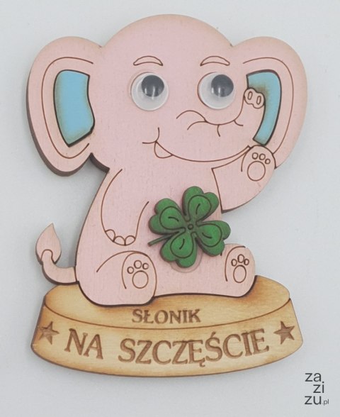 Sklejka na magnes - SŁONIK NA SZCZĘŚCIE 8,5 x 6,5 cm. nr. 142 Sklejka na magnes - SŁONIK NA SZCZĘŚCIE 8,5 x 6,5 cm. nr. 142