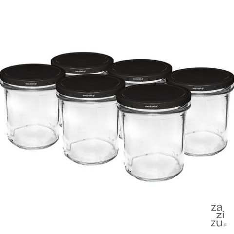 Słoik prosty 346ml fi 82 z czarną zakrętką 6szt Słoik prosty 346ml fi 82 z czarną zakrętką 6szt