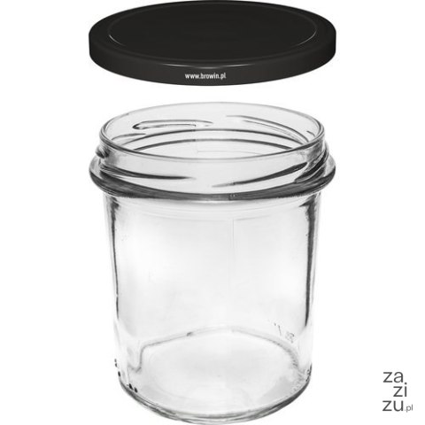 Słoik prosty 346ml fi 82 z czarną zakrętką 6szt Słoik prosty 346ml fi 82 z czarną zakrętką 6szt