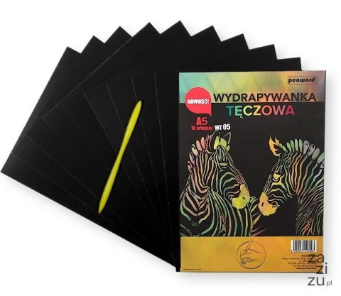 Wydrapywanka nowa tęczowa A5 a'10 multicolor + rylec | WZ-05 Wydrapywanka nowa tęczowa A5 a'10 multicolor + rylec | WZ-05