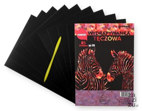 Wydrapywanka nowa tęczowa A5 a'10 multicolor + rylec | WZ-06 Wydrapywanka nowa tęczowa A5 a'10 multicolor + rylec | WZ-06