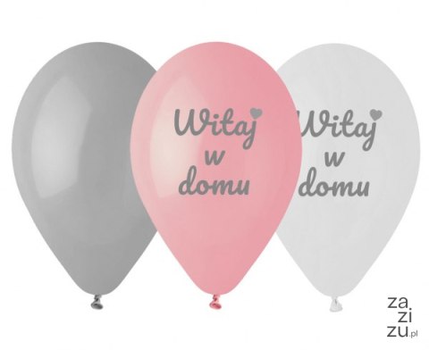 Balony Premium Witaj w domu różowe 12" 6szt. Balony Premium Witaj w domu różowe 12" 6szt.