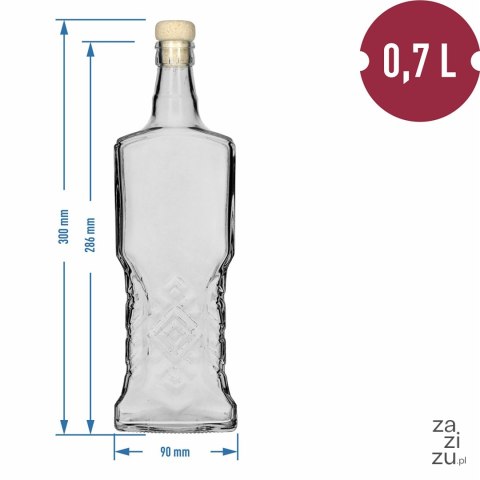 Butelka 6szt. Kredensowa 700ml z korkiem Butelka 6szt. Kredensowa 700ml z korkiem