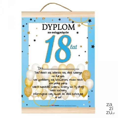 Dyplom dla niego za osiągnięcie 18 lat Dyplom dla niego za osiągnięcie 18 lat