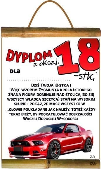 Dyplom urodzinowy dla Pana 18-nastka Dyplom urodzinowy dla Pana 18-nastka