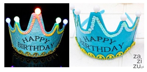 Korona na głowę party led świecąca 12x10,5 cm NIEBIESKA URODZINY NT5715 Korona na głowę party led świecąca 12x10,5 cm NIEBIESKA URODZINY NT5715