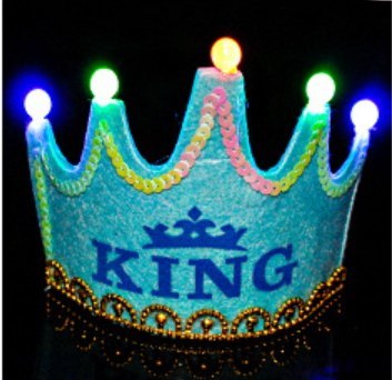 Korona na głowę party, urodziny LED świecąca 12x10,5 cm NIEBIESKA KING NT5716 Korona na głowę party, urodziny LED świecąca 12x10,5 cm NIEBIESKA KING NT5716