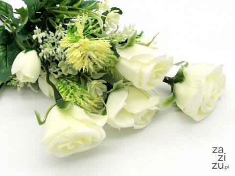 Kwiat róże z liśćmi mix dł. 36cm 2szt Kwiat róże z liśćmi mix dł. 36cm 2szt