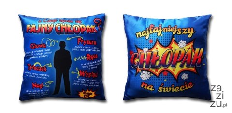 Poduszka 35x35 Z czego składa się fajny chłopak? Poduszka 35x35 Z czego składa się fajny chłopak?