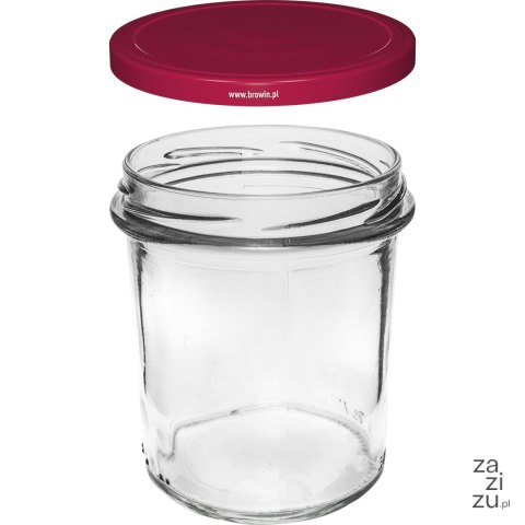 Słoik prosty 346 ml fi 82 z zakrętką bordo 6 szt. Słoik prosty 346 ml fi 82 z zakrętką bordo 6 szt.