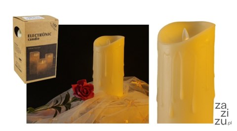Świeca led na baterie z ruchomym płomieniem efekt rozlanego wosku 15x7cm ŻÓŁTA | GAO-105C Świeca led na baterie z ruchomym płomieniem efekt rozlanego wosku 15x7cm ŻÓŁTA | GAO-105C