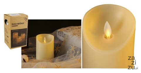 Świeca led na baterie z ruchomym płomieniem efekt wosku gładka 10x7,5 cm KREM GAO-106A Świeca led na baterie z ruchomym płomieniem efekt wosku gładka 10x7,5 cm KREM GAO-106A