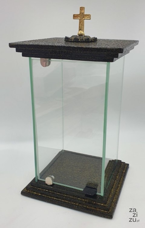 Znicz metal kapliczka krzyż 16 x 16 x 30 cm Znicz metal kapliczka krzyż 16 x 16 x 30 cm