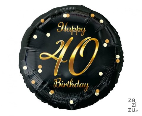 Balon foliowy B&C Happy 40 Birthday, czarny, nadruk złoty, 18" FG-O40Z Balon foliowy B&C Happy 40 Birthday, czarny, nadruk złoty, 18" FG-O40Z