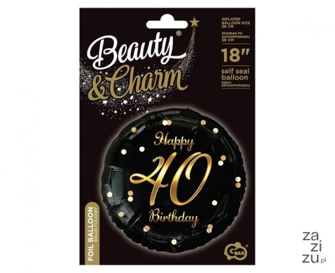 Balon foliowy B&C Happy 40 Birthday, czarny, nadruk złoty, 18" FG-O40Z Balon foliowy B&C Happy 40 Birthday, czarny, nadruk złoty, 18" FG-O40Z