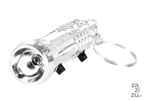Brelok latarka srebrna dwustronna światło białe i niebieskie 5,8x1,8 cm - 10 szt NT5156 Brelok latarka srebrna dwustronna światło białe i niebieskie 5,8x1,8 cm - 10 szt NT5156
