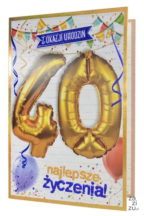Karnet Urodziny 40 (cyfry, balony) QBL-004 Karnet Urodziny 40 (cyfry, balony) QBL-004