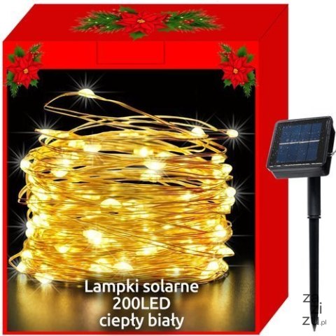 Lampki choinkowe solarne-druciki 200LED c.biały | 00011397 Lampki choinkowe solarne-druciki 200LED c.biały | 00011397
