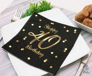 Serwetki 33x33 Happy 40 Birthday czarne 20szt PG-S40C Serwetki 33x33 Happy 40 Birthday czarne 20szt PG-S40C