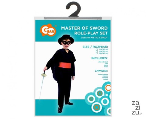 Zestaw Mistrz Szpady (bluza z pasem, płaszcz, spodnie, maska) rozm. 110/120 cm sl-ms11 Zestaw Mistrz Szpady (bluza z pasem, płaszcz, spodnie, maska) rozm. 110/120 cm sl-ms11