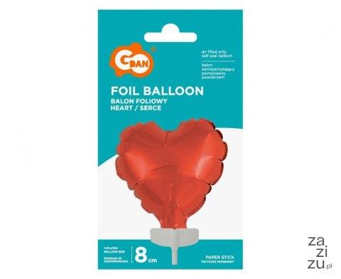 Balon foliowy 8cm serce na patyczku czerwone | BS-4CRW Balon foliowy 8cm serce na patyczku czerwone | BS-4CRW