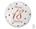 Balon foliowy B&C Happy 18 Birthday biały, nadruk różowo-złoty 18" | FG-O18B