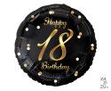 Balon foliowy B&C Happy 18 Birthday czarny nadruk złoty 18" | FG-O18C