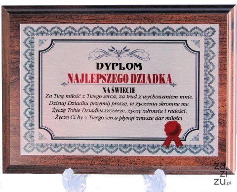 Dyplom drewniany SUPER DZIADKA DDR04 Dyplom drewniany SUPER DZIADKA DDR04
