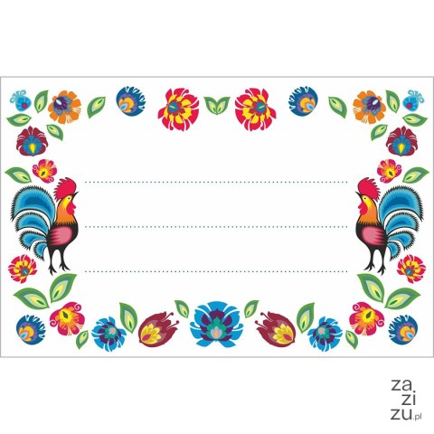 Etykiety samoprzylepne wzór folk 85/55mm 20szt. | 660058 Etykiety samoprzylepne wzór folk 85/55mm 20szt. | 660058