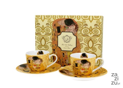 Filiżanki espresso ze spodkami 110ml komplet 2szt. THE KISS ECRU by Gustav Klimt Filiżanki espresso ze spodkami 110ml komplet 2szt. THE KISS ECRU by Gustav Klimt