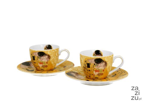 Filiżanki espresso ze spodkami 110ml komplet 2szt. THE KISS ECRU by Gustav Klimt Filiżanki espresso ze spodkami 110ml komplet 2szt. THE KISS ECRU by Gustav Klimt