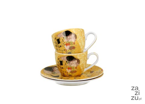 Filiżanki espresso ze spodkami 110ml komplet 2szt. THE KISS ECRU by Gustav Klimt Filiżanki espresso ze spodkami 110ml komplet 2szt. THE KISS ECRU by Gustav Klimt