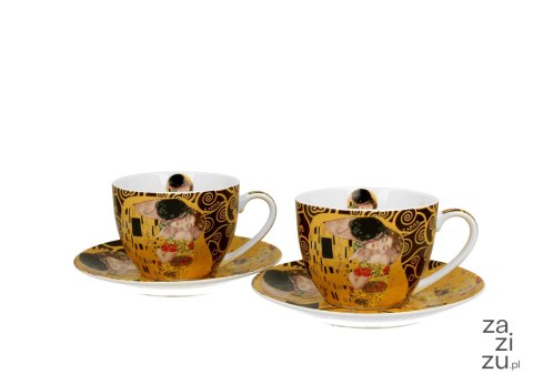 Filiżanki ze spodkami 250ml komplet 2szt. THE KISS BROWN by Gustav Klimt Filiżanki ze spodkami 250ml komplet 2szt. THE KISS BROWN by Gustav Klimt