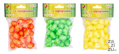 Jajka styropianowe kolorowe brokatowe 3cm op. 25szt. | WPJ-5755 Jajka styropianowe kolorowe brokatowe 3cm op. 25szt. | WPJ-5755