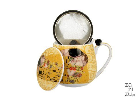 Kubek baryłka z zaparzaczem 430ml THE KISS Ecru by Gustav Klimt Kubek baryłka z zaparzaczem 430ml THE KISS Ecru by Gustav Klimt