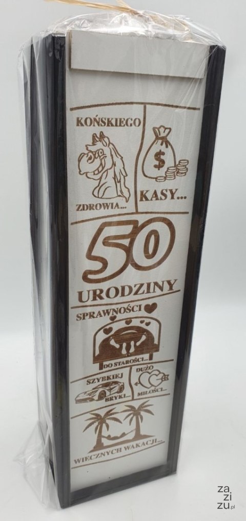 Skrzynka drewniana na alkohol 50 URODZINY Skrzynka drewniana na alkohol 50 URODZINY