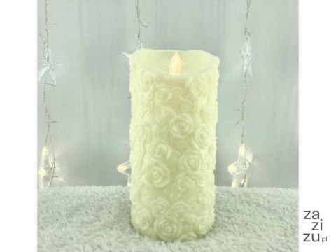 Świeca biała led 18cm ruchomy płomień RÓŻE WOSK 8772 Świeca biała led 18cm ruchomy płomień RÓŻE WOSK 8772