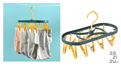 Wieszak z klamerkami plastik niebiesko-żółty 30x13 cm AG-177 Wieszak z klamerkami plastik niebiesko-żółty 30x13 cm AG-177