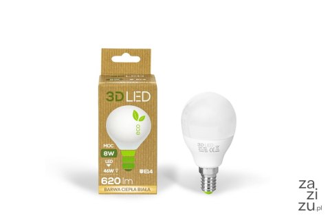 Żarówka ledowa 3LED kulka E-14 8W barwa ciepła 10szt. E/14/4W Żarówka ledowa 3LED kulka E-14 8W barwa ciepła 10szt. E/14/4W