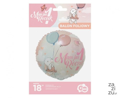 Balon foliowy Mam Już 1 Roczek, 18" króliczek FG-O1KR Balon foliowy Mam Już 1 Roczek, 18" króliczek FG-O1KR