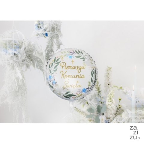Balon foliowy ''Pierwsza Komunia Święta'' 45cm | FB209 Balon foliowy ''Pierwsza Komunia Święta'' 45cm | FB209