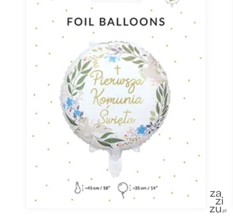 Balon foliowy ''Pierwsza Komunia Święta'' 45cm | FB209 Balon foliowy ''Pierwsza Komunia Święta'' 45cm | FB209