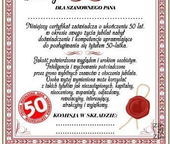 Dyplom certyfikat 50 lat Pan | D70 Dyplom certyfikat 50 lat Pan | D70