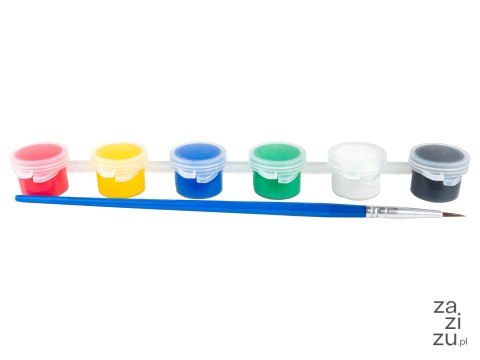 Farby akrylowe z pędzelkiem mix kolorów 6x3ml | FTM-9525 Farby akrylowe z pędzelkiem mix kolorów 6x3ml | FTM-9525