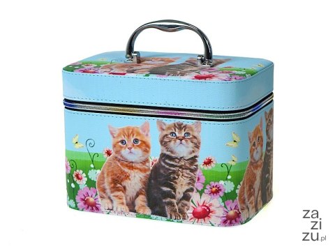 Kuferek walizka z lusterkiem, zapinany na zamek KOTKI 19x11x10cm Kuferek walizka z lusterkiem, zapinany na zamek KOTKI 19x11x10cm