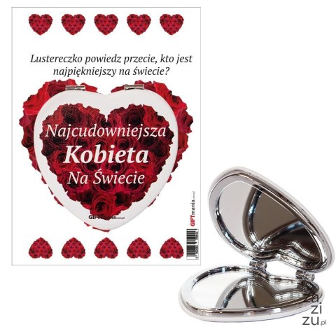 Lusterko kieszonkowe w kształcie serca na blisterku "Najcudowniejsza kobieta na świecie" Lusterko kieszonkowe w kształcie serca na blisterku "Najcudowniejsza kobieta na świecie"