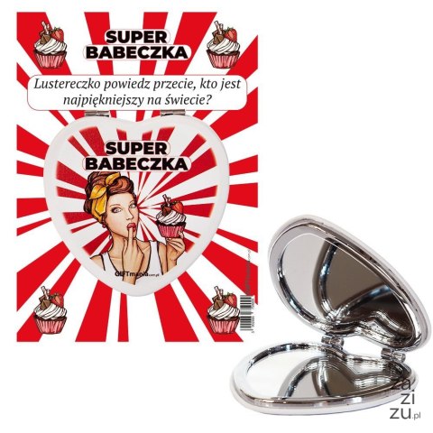 Lusterko kieszonkowe w kształcie serca na blisterku "Super Babeczka" Lusterko kieszonkowe w kształcie serca na blisterku "Super Babeczka"