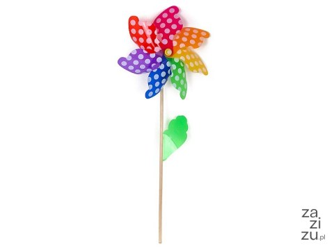 Wiatrak 43cm dł 90cm kwiatek w kropki Wiatrak 43cm dł 90cm kwiatek w kropki