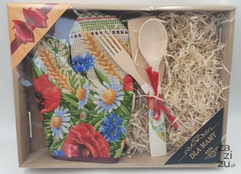 Zestaw rękawica + sztućce drewniane dla Mamy 36 x 28 cm. | P1426PW5 Zestaw rękawica + sztućce drewniane dla Mamy 36 x 28 cm. | P1426PW5