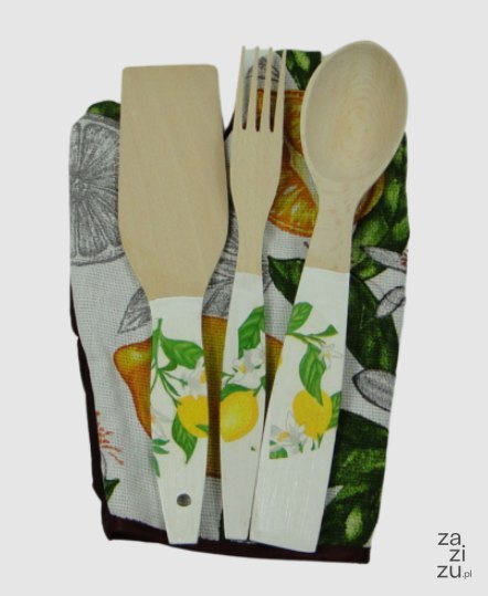 Zestaw rękawica + sztućce drewniane dla Mamy cytryny 36 x 28 cm. | P1426PW4 Zestaw rękawica + sztućce drewniane dla Mamy cytryny 36 x 28 cm. | P1426PW4